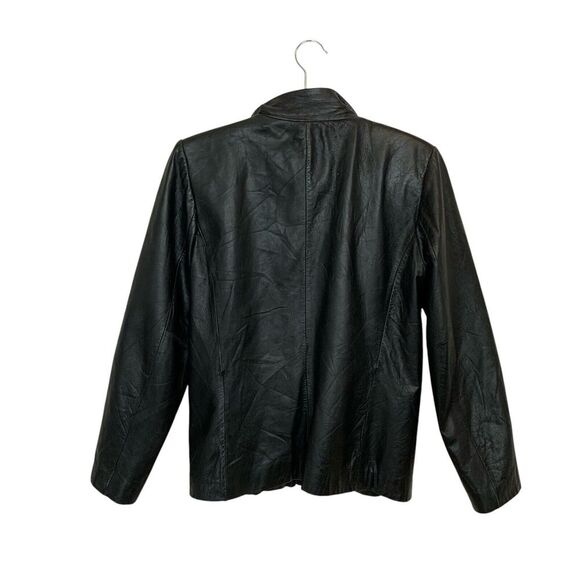 ColeBrook & Co Women’s Small Black Leather Jacket Motorcycle Slip Pockets Zip Up - Picture 2 of 7